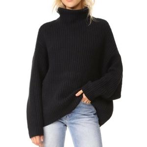 Free People Swim Too Deep Oversized Chunky Pullover Sweater Black Large